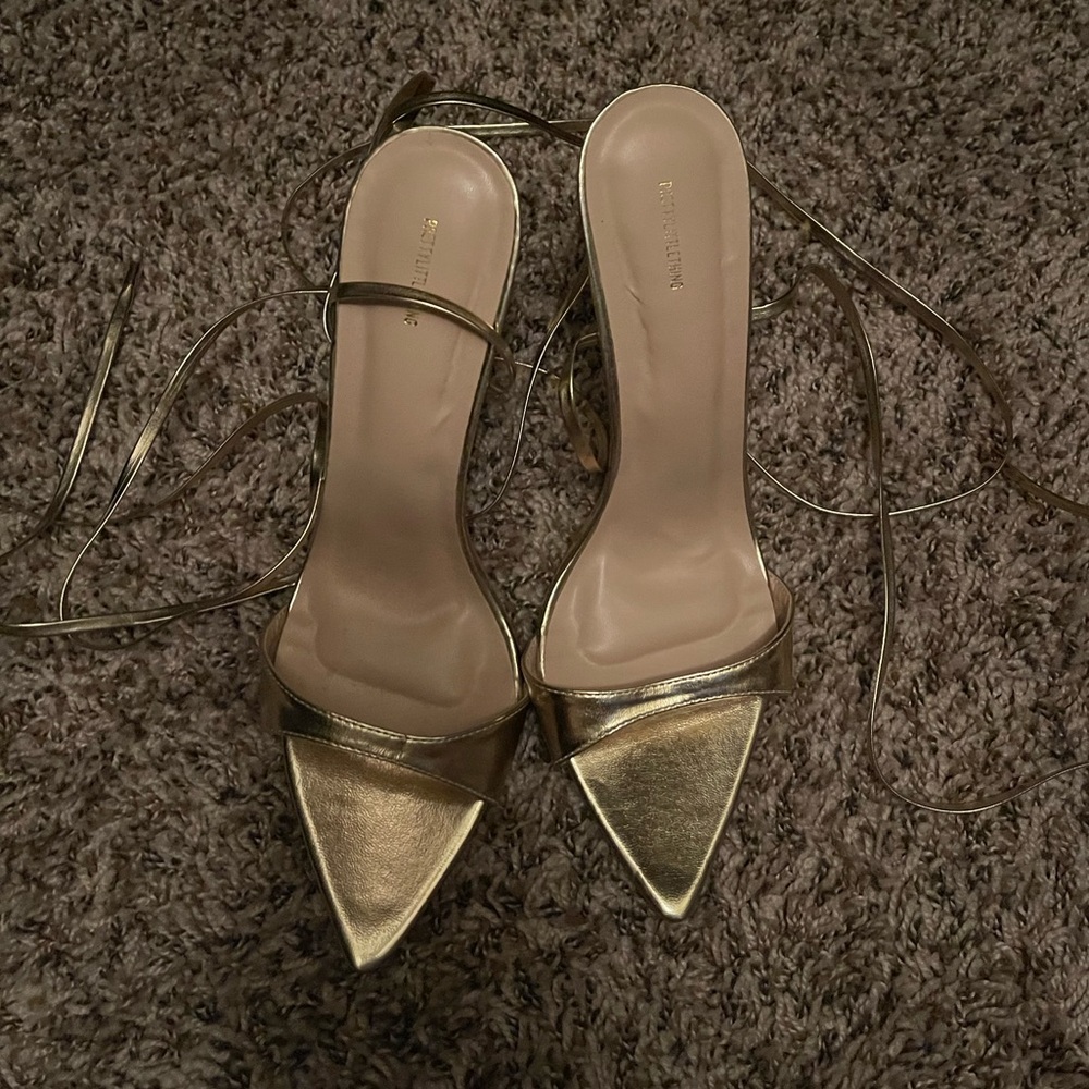 Schutz Gold Strappy Heels for Women